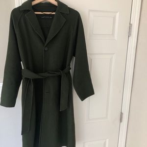 Zara (dark) Olive Green Felt Winter Coat